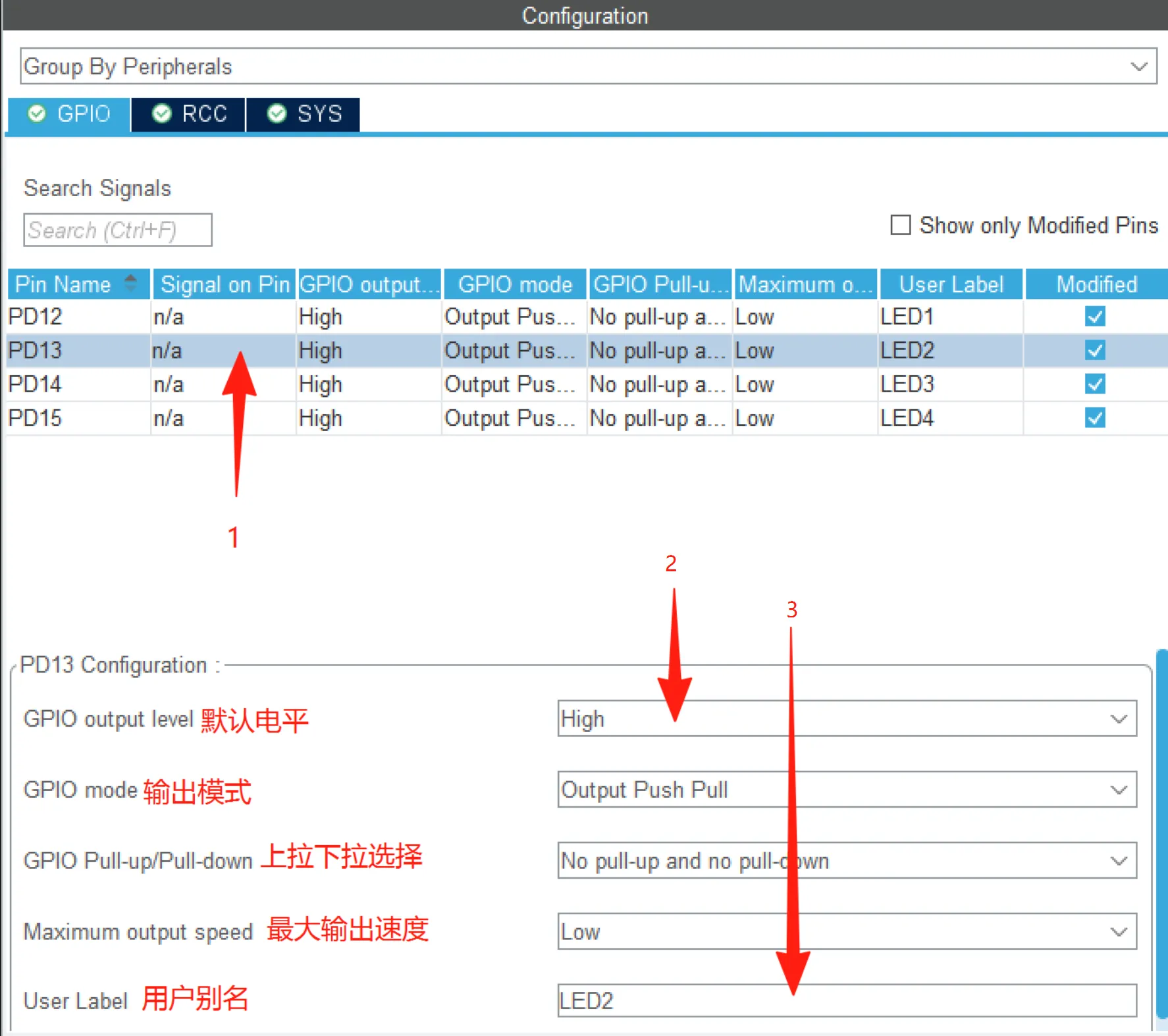 图3-3 配置STM32单片机引脚模式
